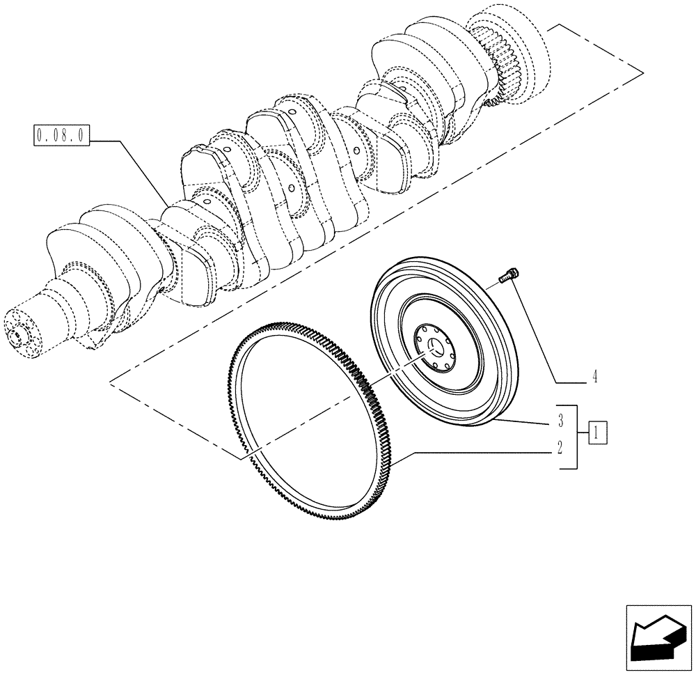 Схема запчастей Case IH P170 - (0.08.3[01]) - FLYWHEEL - ENGINE (02) - ENGINE