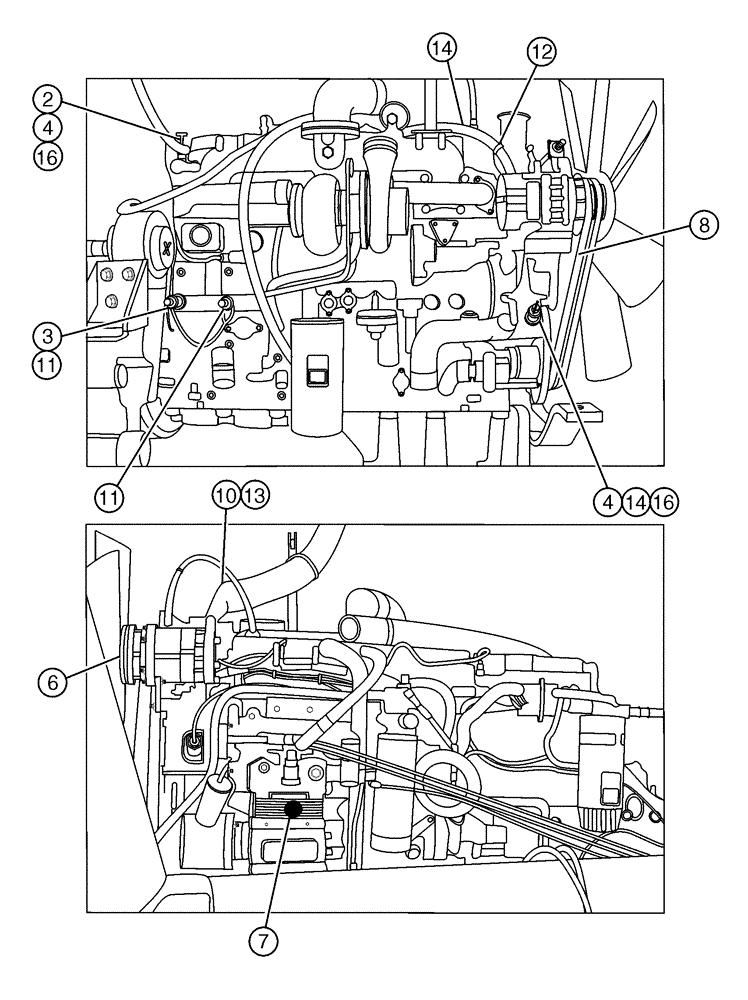 Схема запчастей Case IH 4375 - (02-001[02]) - ENGINE GROUP (01) - ENGINE