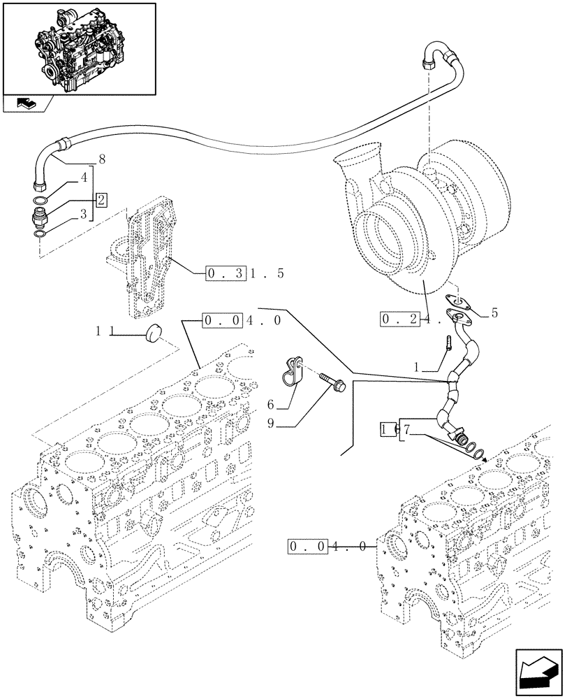 Схема запчастей Case IH PUMA 115 - (0.30.5) - PIPING - ENGINE OIL (01) - ENGINE