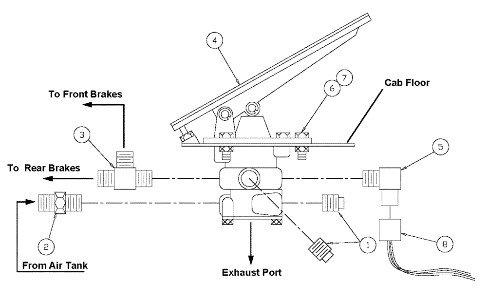 Схема запчастей Case IH FLX3330B - (07-007) - BRAKE PEDAL VALVE GROUP Pneumatics