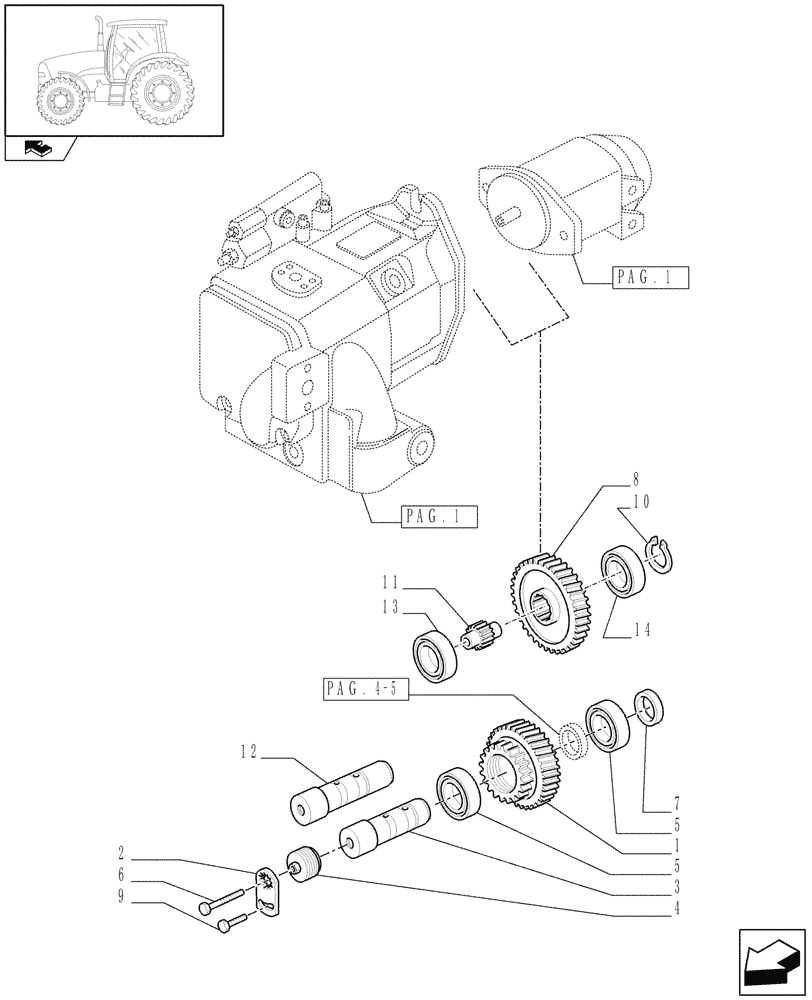 Схема запчастей Case IH PUMA 140 - (1.32.8[03]) - PUMPS FOR HYDRAULIC SYSTEM AND LIFT - GEARS (03) - TRANSMISSION