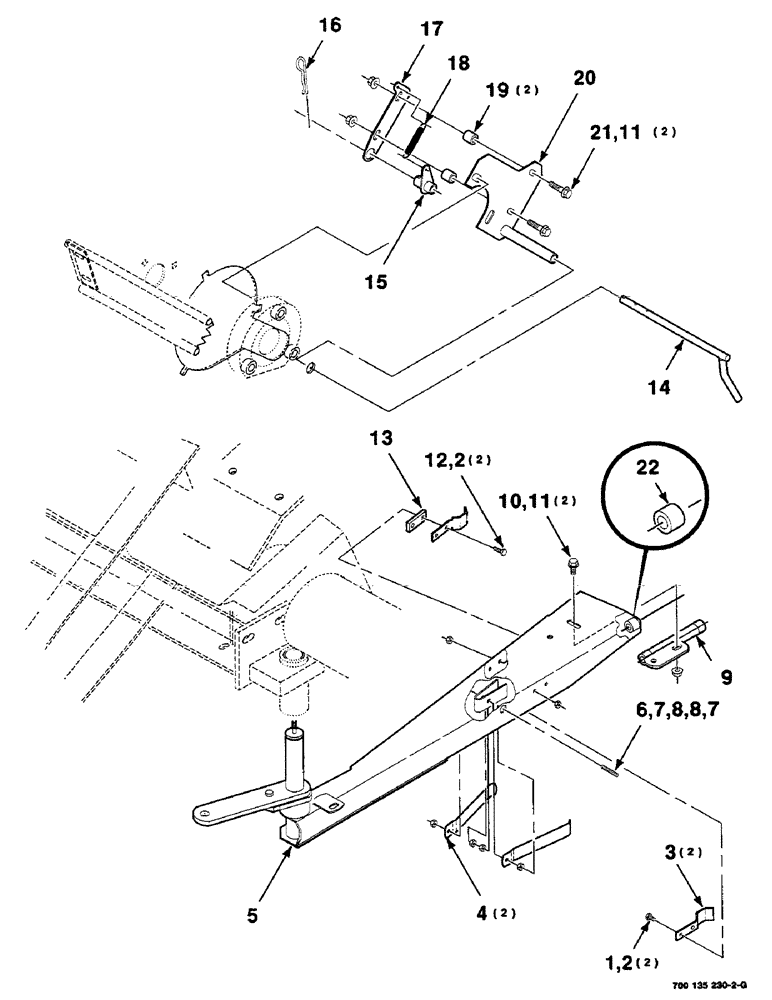 Схема запчастей Case IH RS451 - (6-20) - TWINE THREADER SUPPORT ASSEMBLIES (14) - BALE CHAMBER