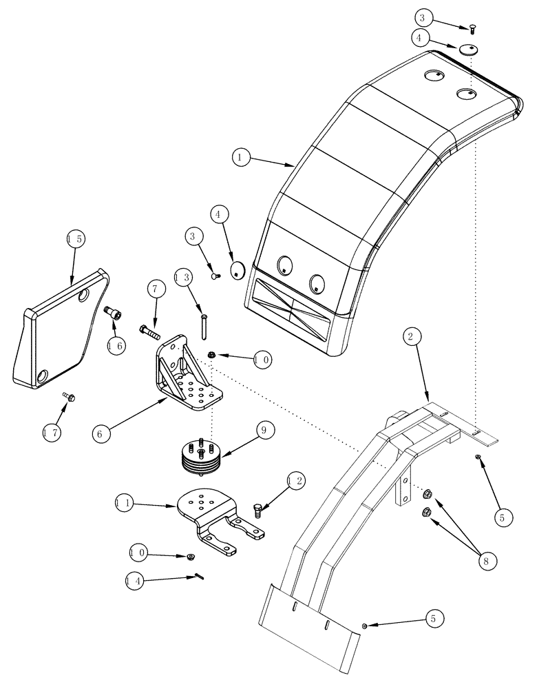 Схема запчастей Case IH MX200 - (09-06) - FENDERS FRONT, NARROW (09) - CHASSIS/ATTACHMENTS