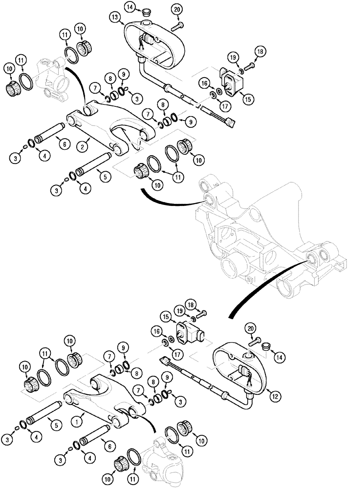 Схема запчастей Case IH MX170 - (05-20) - FRONT AXLE SUSPENSION (25) - FRONT AXLE SYSTEM