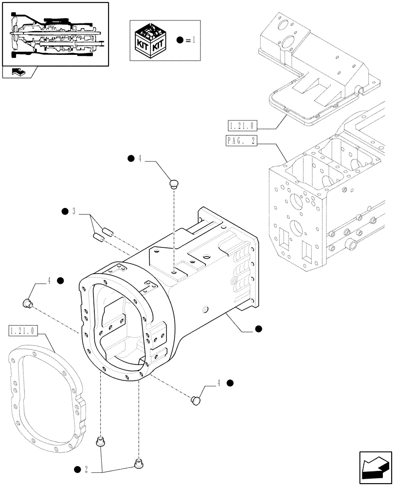 Схема запчастей Case IH FARMALL 90 - (1.21.0/01[01]) - 20X12 TRANSMISSION WITH SYNCHRO SHUTTLE AND CREEPER - TRACTOR BODY (VAR.335113-335115-336115-743904) (03) - TRANSMISSION