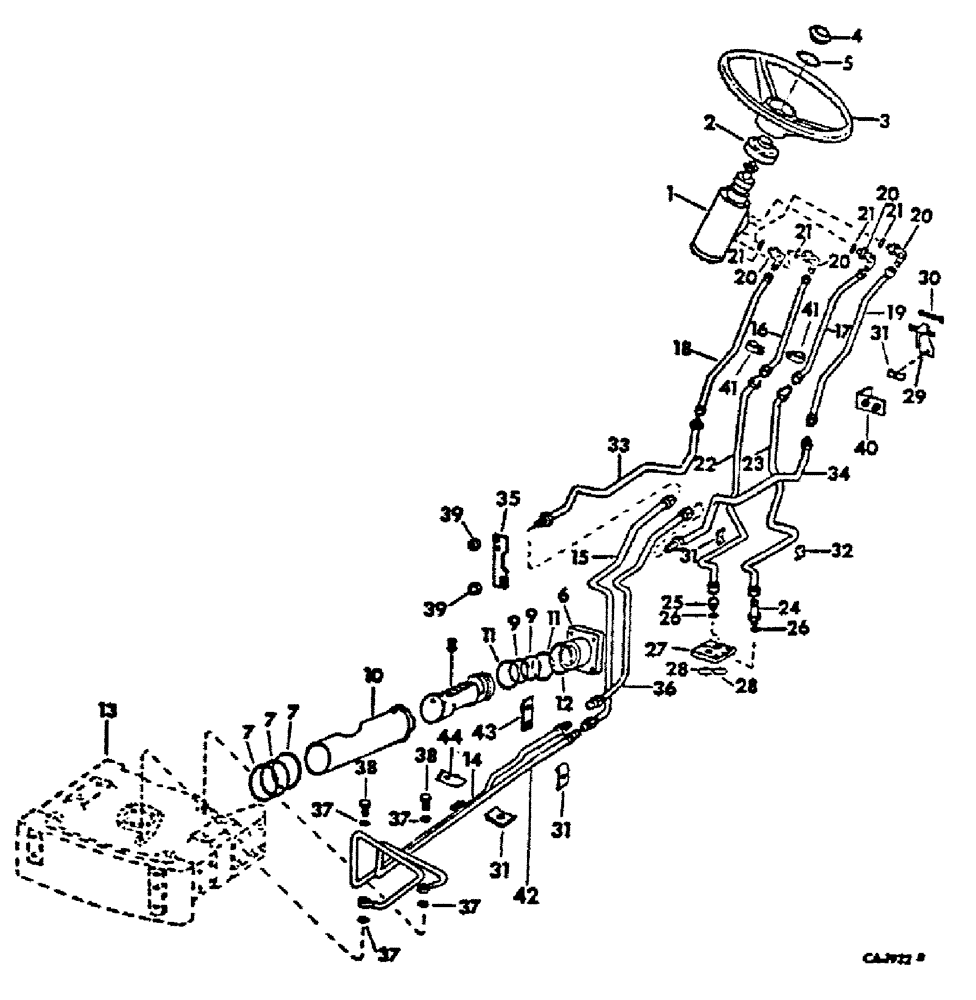 Схема запчастей Case IH HYDRO 100 - (10-13) - HYDRAULICS, POWER STEERING, 766, 966, 1066, 1466 & HYDRO 100 TRACTOR W/ TRICYCLE FRONT UPPER BOLSTER (07) - HYDRAULICS