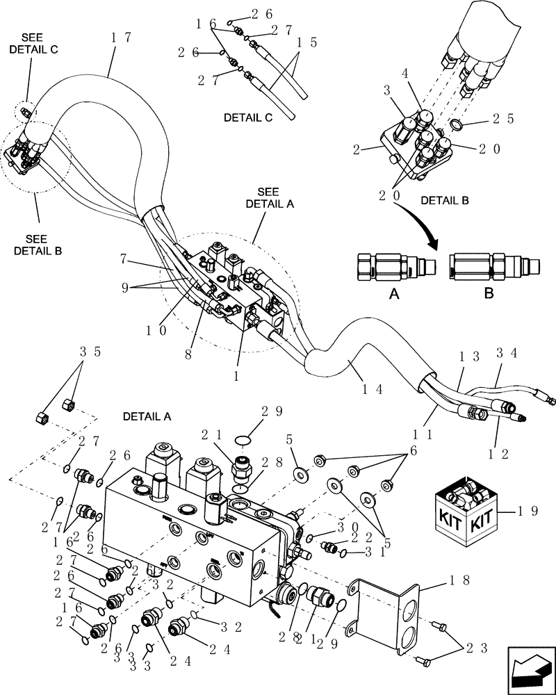 Схема запчастей Case IH 7010 - (35.480.05) - HYDRAULICS - FEEDER STACK VALVE (35) - HYDRAULIC SYSTEMS