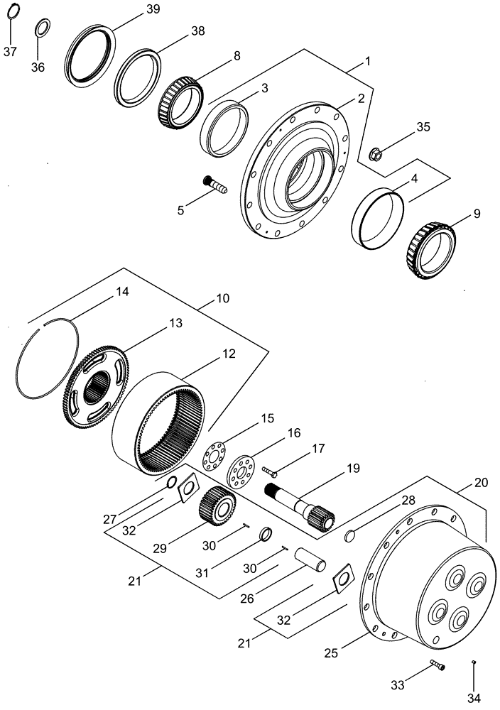 Схема запчастей Case IH MX285 - (05-47) - FRONT AXLE PLANETARIES AND HUB - MFD, 12 BOLT HUB (05) - STEERING