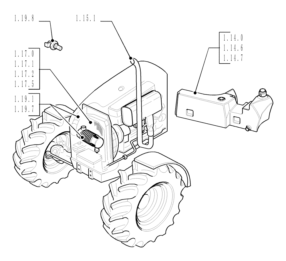 Схема запчастей Case IH JX70 - (SEC. 02) - ENGINE EQUIP. (00) - GENERAL