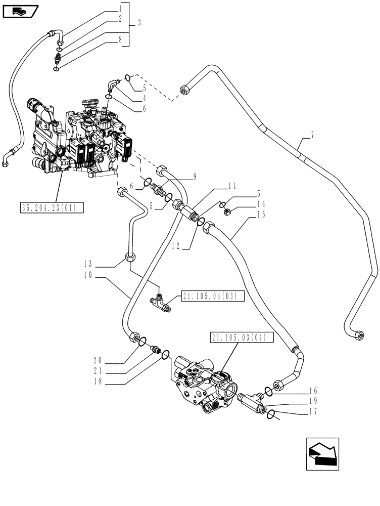 Схема запчастей Case IH MAGNUM 225 - (35.100.04[01]) - LIFTER LINES, REMOTE CONTROL VALVES MAIN SUPPLY & LOAD SENSE LINE, WITH CONTINUOUSLY VARIABLE TRANSMISSION (35) - HYDRAULIC SYSTEMS