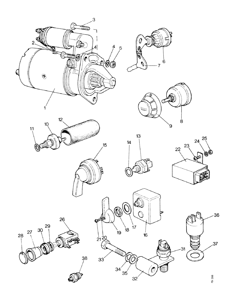 Схема запчастей Case IH 1490 - (S06-1) - STARTER AND SWITCHES, LOW PROFILE, HIGH PLATFORM (06) - ELECTRICAL SYSTEMS