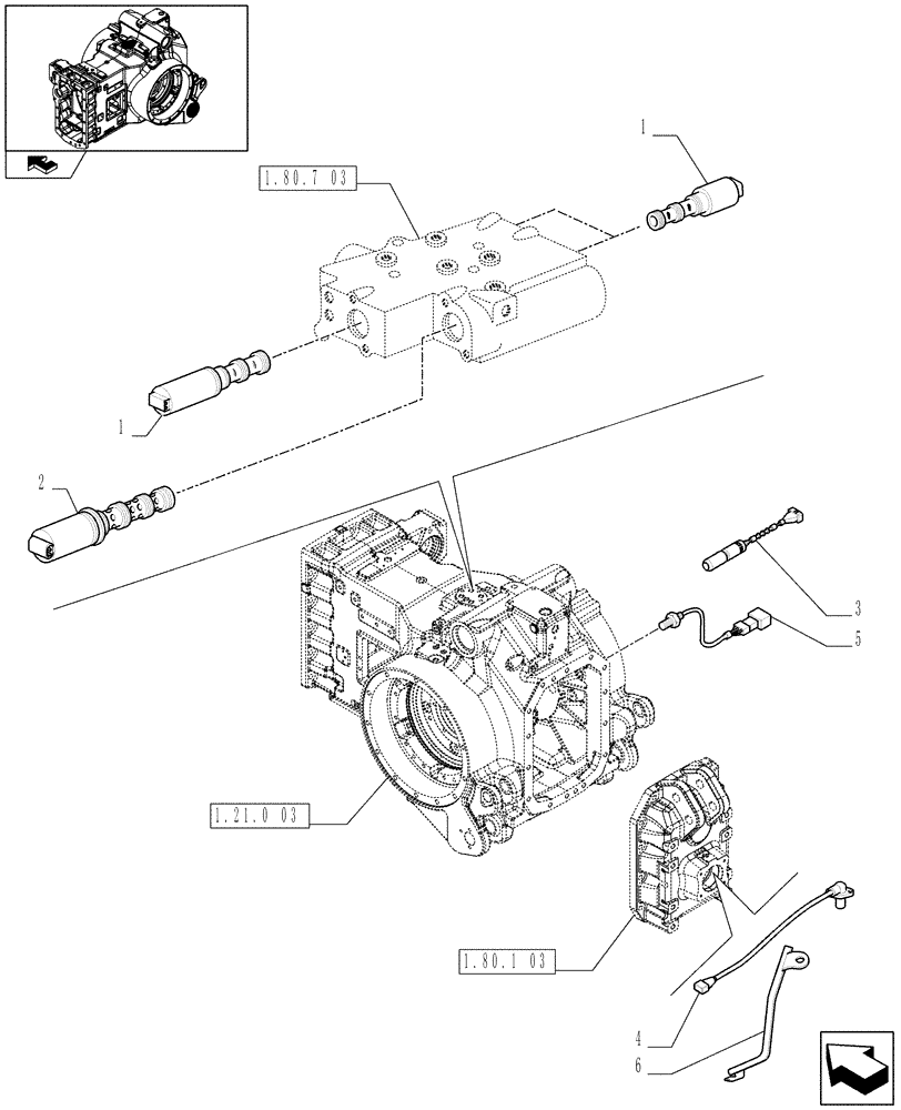 Схема запчастей Case IH PUMA 225 - (1.75.0[11]) - SOLENOID VALVES FOR PTO CLUTCH CONTROL VALVE AND DRAFT SENSOR PIN (06) - ELECTRICAL SYSTEMS