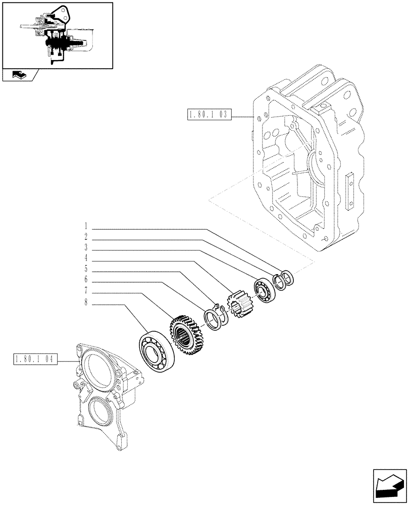 Схема запчастей Case IH PUMA 180 - (1.80.1[02A]) - POWER TAKE-OFF 540E/1000 RPM - GEARS - D6764 (07) - HYDRAULIC SYSTEM