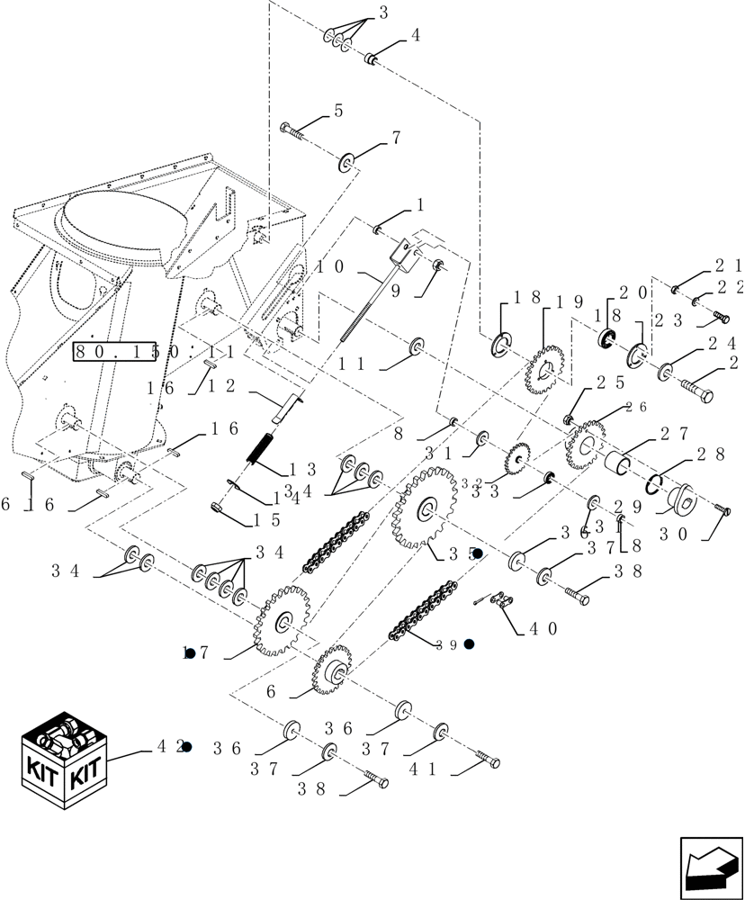 Схема запчастей Case IH 8120 - (80.175.02) - UNLOADING CHAIN DRIVE (80) - CROP STORAGE/UNLOADING