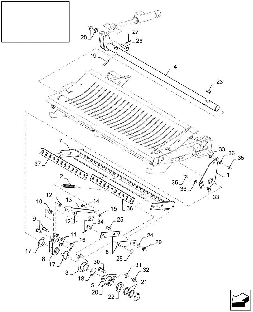 Схема запчастей Case IH LB333P - (18.87727121[02]) - DIA : KNIFE DRAWER KIT - KNIFE DRAWER FOR 23 KNIVES (18) - ACCESSORIES