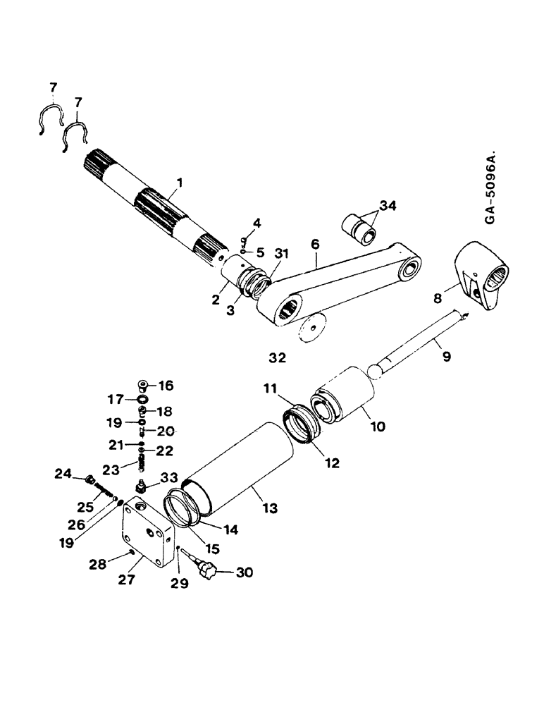 Схема запчастей Case IH 644 - (2G19) - POWER CYLINDER, ROCKSHAFT ASSEMBLY (07) - HYDRAULICS