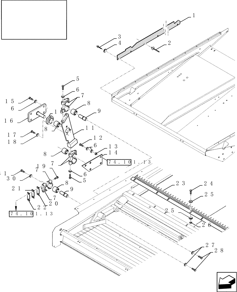 Схема запчастей Case IH 7120 - (74.101.16) - UPPER SHOE DRIVE, R.H. (74) - CLEANING