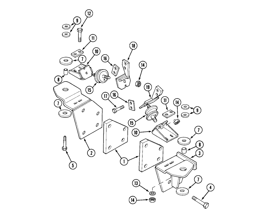 Схема запчастей Case IH 695 - (9-034) - CAB MOUNTINGS, FRONT, PRIOR TO P.I.N. JJE0013400 (09) - CHASSIS/ATTACHMENTS