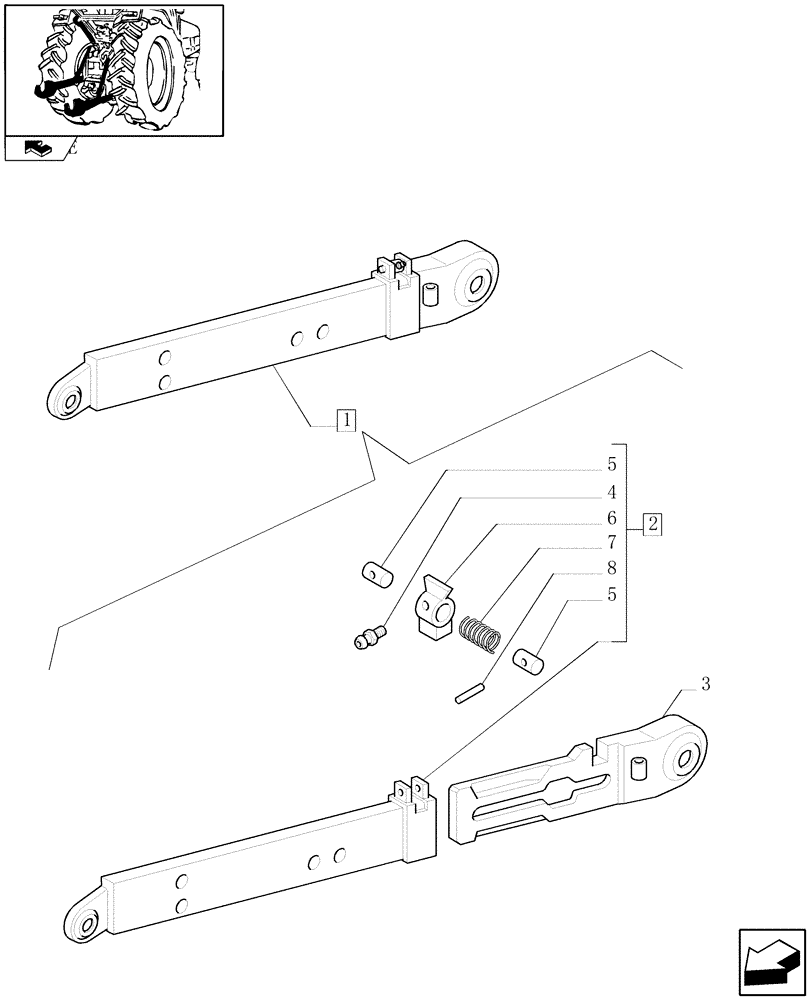 Схема запчастей Case IH FARMALL 80 - (1.89.6/05C) - FLEXIBLE ENDS - BREAKDOWN (09) - IMPLEMENT LIFT