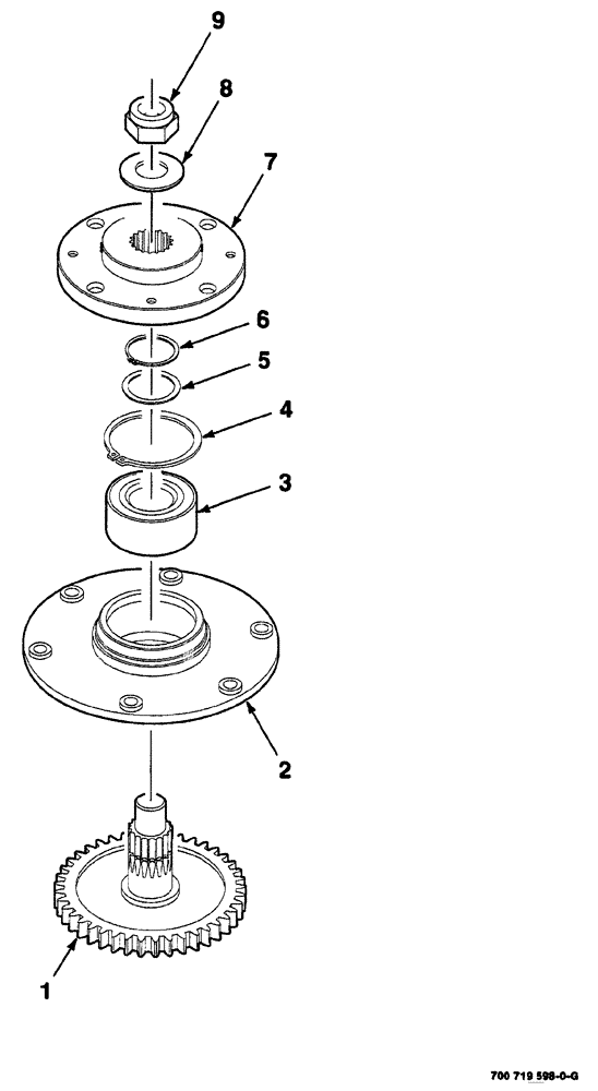 Схема запчастей Case IH 725 - (03-008) - SPINDLE ASSEMBLY, OUTER (58) - ATTACHMENTS/HEADERS