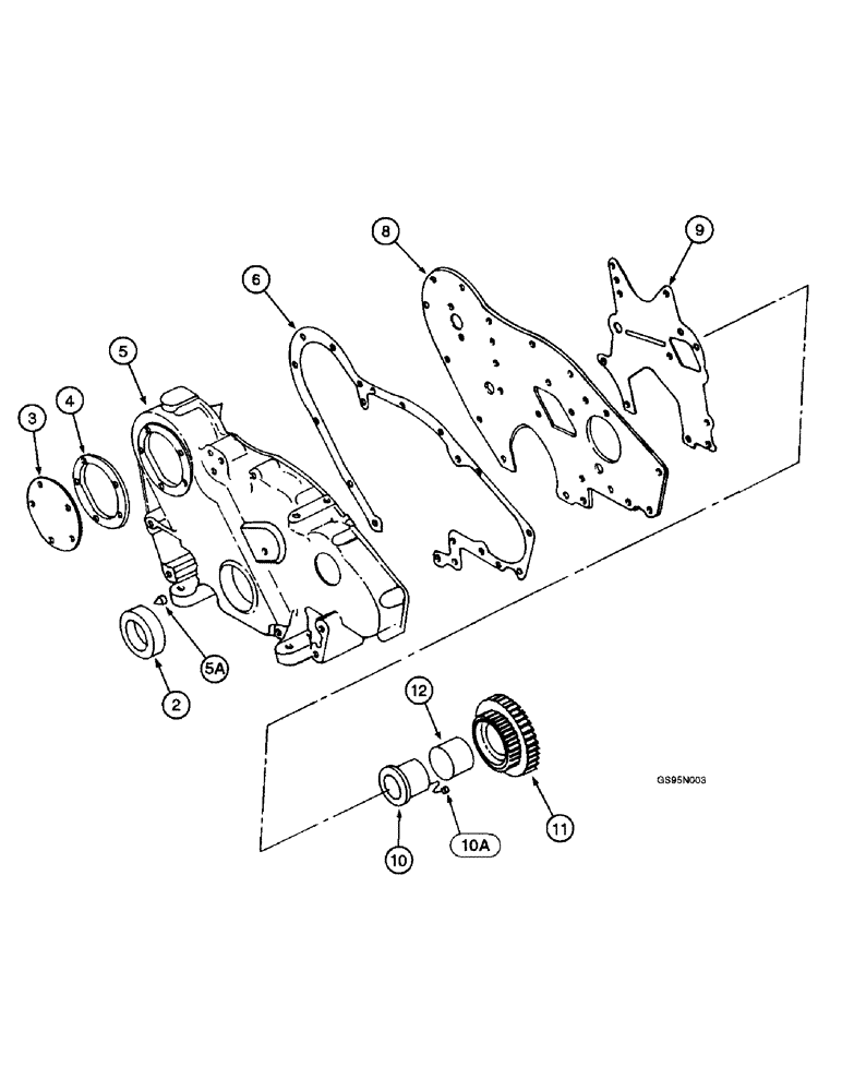 Схема запчастей Case IH D-282 - (2-004) - CRANKCASE FRONT COVER AND IDLER GEAR, FOR 403 AND 615 COMBINES, 416 & 422 COTTON PICKERS 