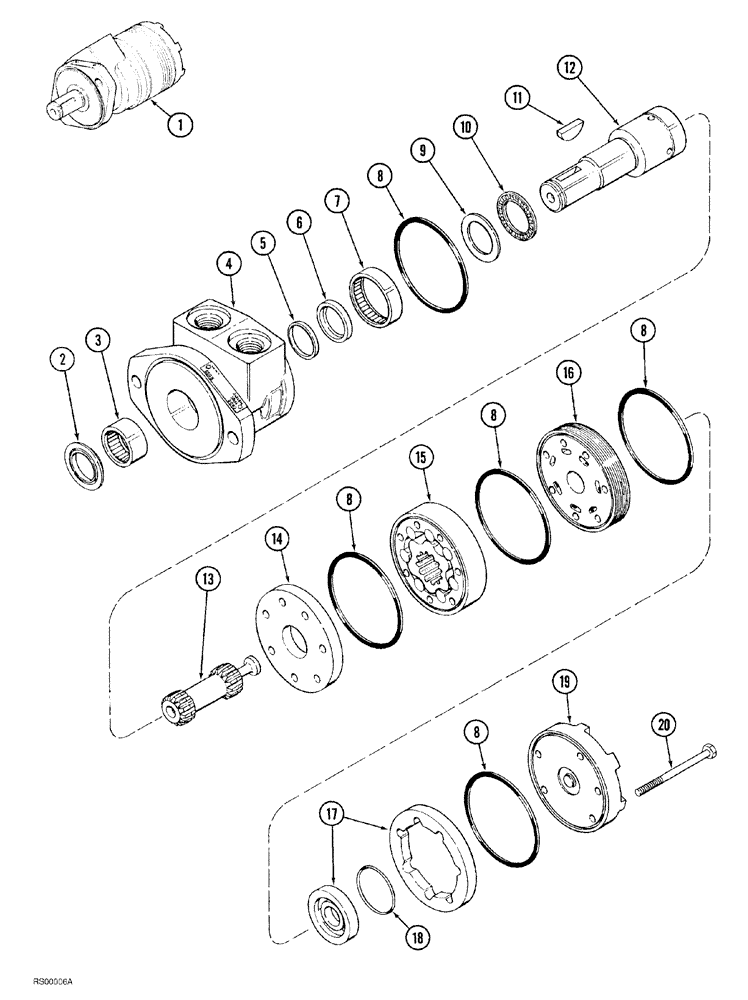 Схема запчастей Case IH 1015 - (8-008) - REEL DRIVE MOTOR (35) - HYDRAULIC SYSTEMS