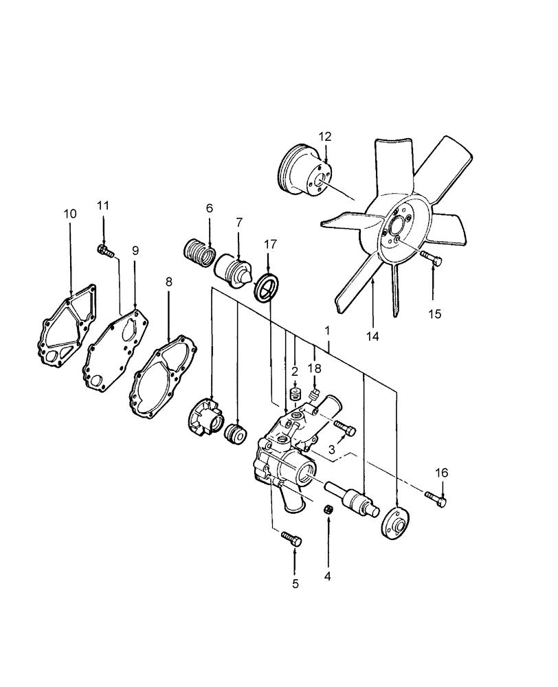 Схема запчастей Case IH DX21 - (01.10) - WATER PUMP & FAN (01) - ENGINE