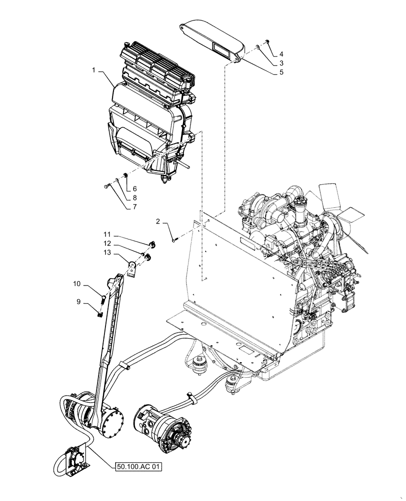 Схема запчастей Case IH SR130 - (50.100.AP[01]) - HEATER, SMALL FRAME (SR130) (50) - CAB CLIMATE CONTROL