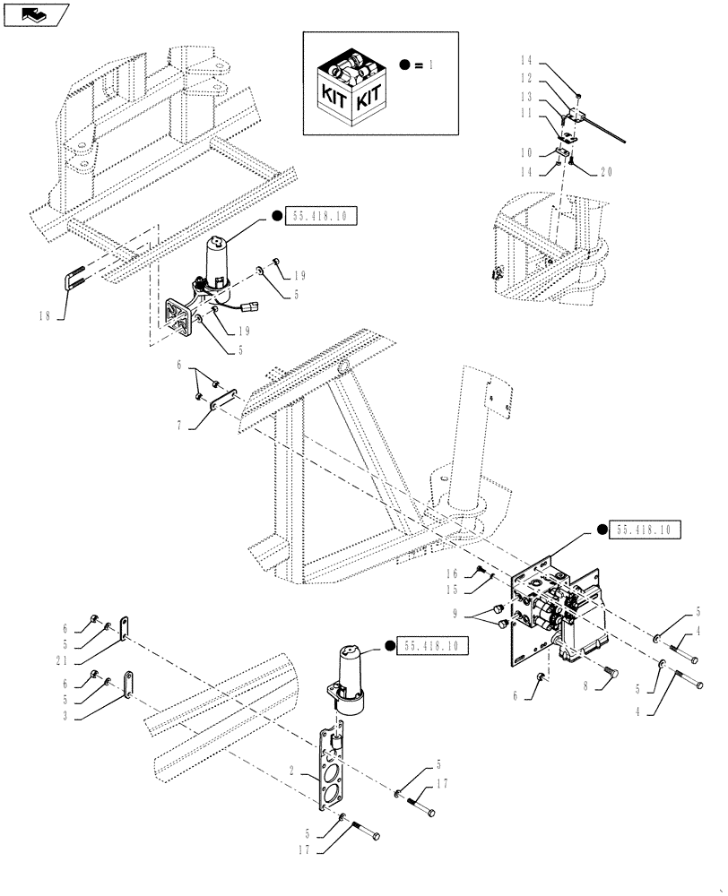 Схема запчастей Case IH 3230 - (55.418.07[03]) - AUTOBOOM MOUNTING PARTS, 90/100, BOOM LEVEL AND HEIGHT CONTROL, SN YBT031929 AND AFTER (55) - ELECTRICAL SYSTEMS