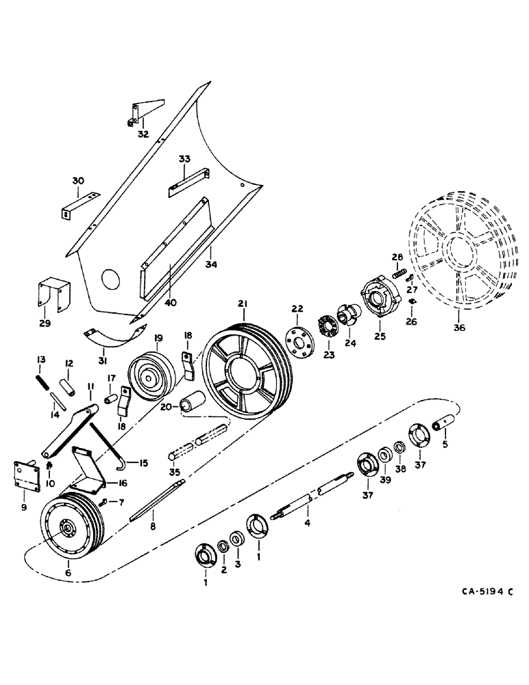 Схема запчастей Case IH 1440 - (33-11) - FEEDER, FEEDER JACKSHAFT DRIVE, S/N 10000 AND BELOW (13) - FEEDER