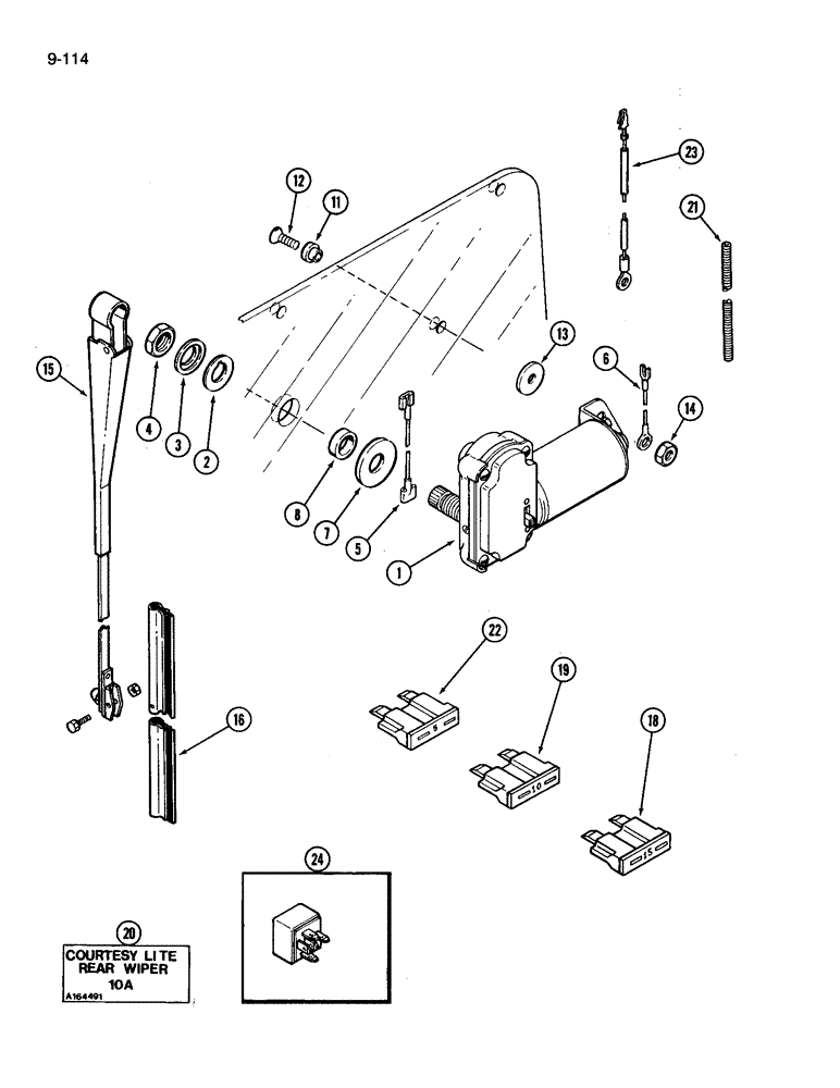 Схема запчастей Case IH 3394 - (9-114) - REAR WINDOW WIPER (09) - CHASSIS/ATTACHMENTS