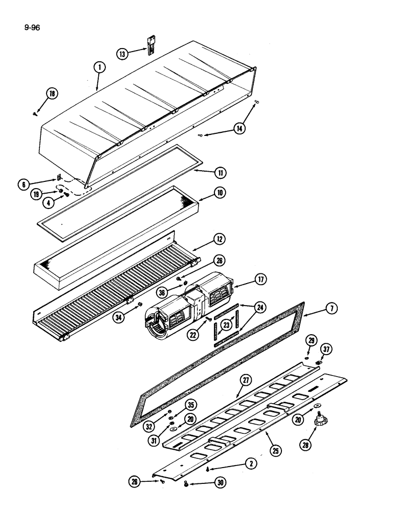 Схема запчастей Case IH 3394 - (9-096) - CAB, AIR FILTER AND BLOWER (09) - CHASSIS/ATTACHMENTS