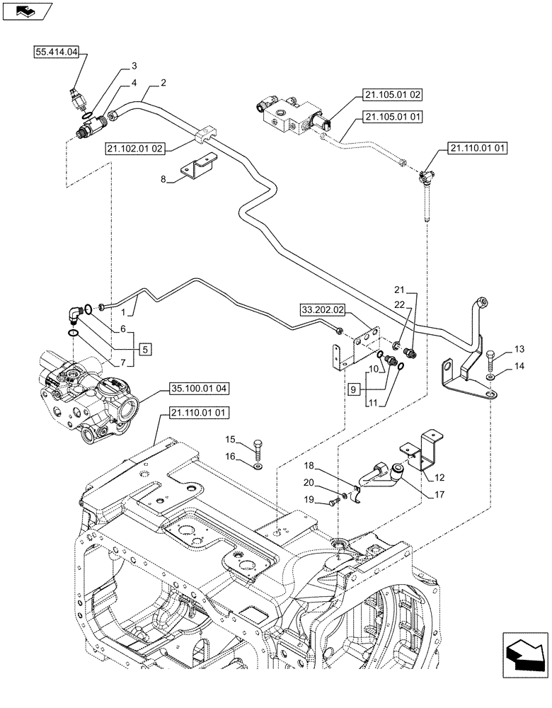 Схема запчастей Case IH PUMA 230 - (41.200.02) - POWER STEERING DELIVERY AND RETURNS PIPES (41) - STEERING