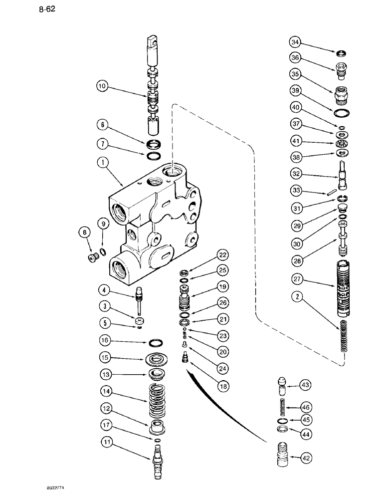 Схема запчастей Case IH 7110 - (8-62) - HYDRAULIC REMOTE VALVE ASSEMBLY, FIRST REMOTE WITH LOAD CHECK (08) - HYDRAULICS