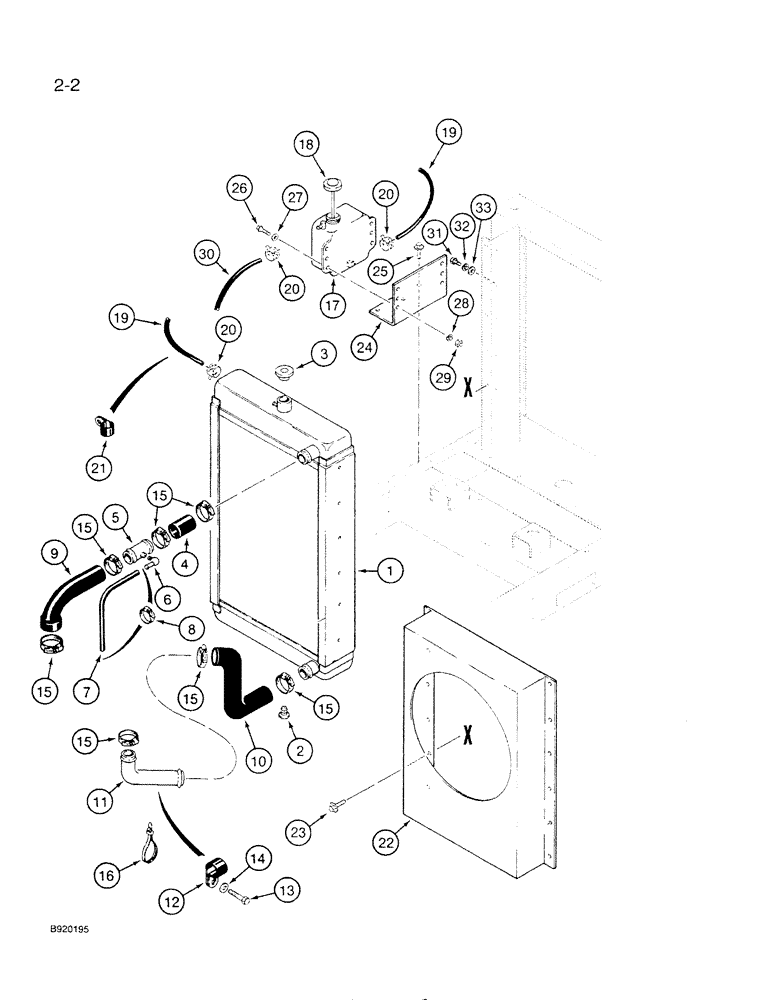 Схема запчастей Case IH 6830T - (2-02) - RADIATOR AND COOLANT RECOVERY SYSTEM 