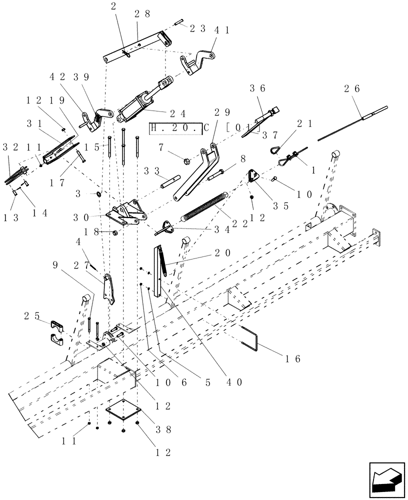 Схема запчастей Case IH SRX160 - (H.20.C[02]) - WHEELED BOOM - MASTER CYLINDER LINKAGE ASSEMBLY (LEFT HAND SIDE) H - Working Arm