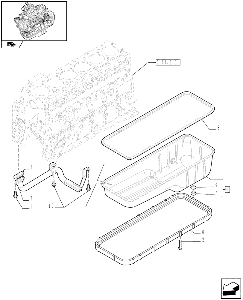 Схема запчастей Case IH F4GE9684R J602 - (0.04.2) - ENGINE OIL SUMP (2853310) 