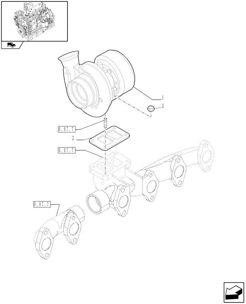 Схема запчастей Case IH PUMA 125 - (0.24.0) - TURBOCHARGER (01) - ENGINE