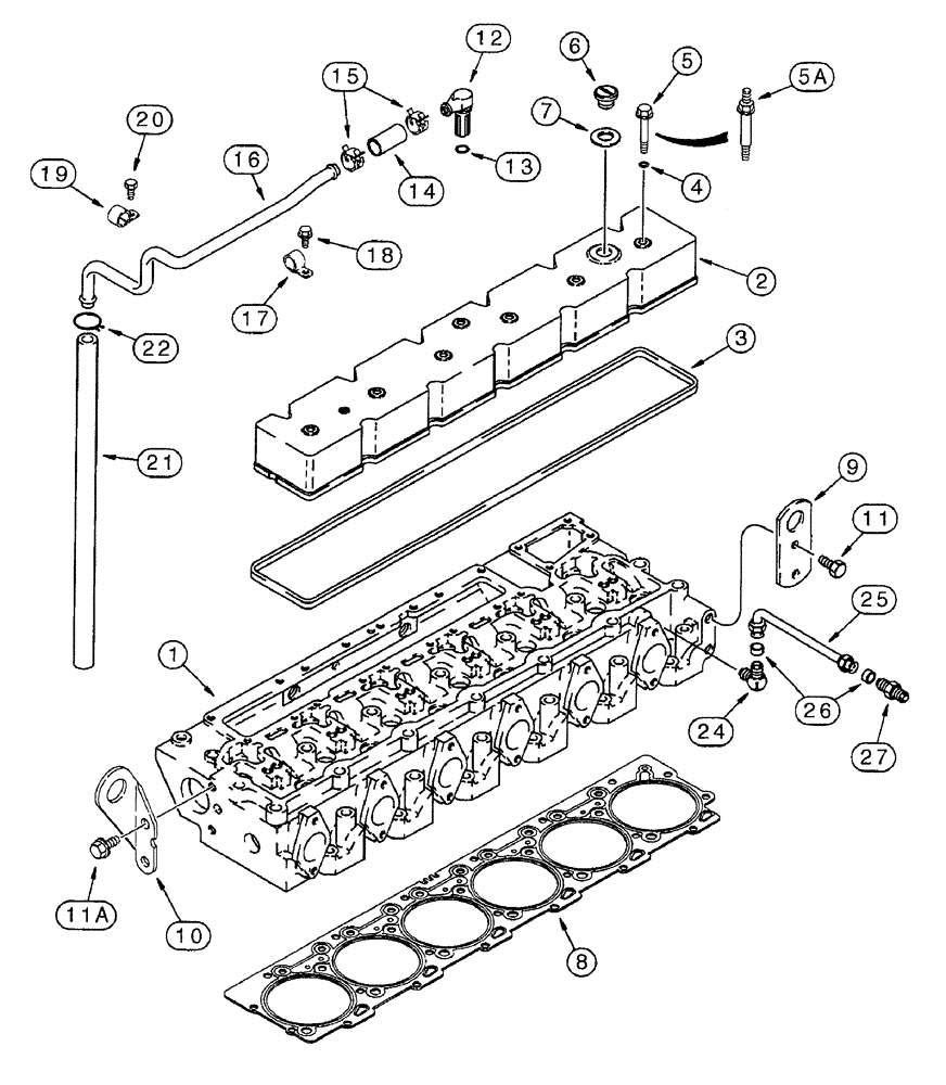 Схема запчастей Case IH 7230 - (2-064) - CYLINDER HEAD COVER, 6T-830 AND 6TA-830 ENGINE, PRIOR TO TRACTOR PIN JJA0064978 (02) - ENGINE