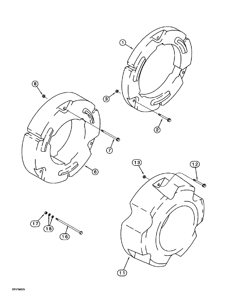 Схема запчастей Case IH MX220 - (6-134) - REAR WHEEL WEIGHTS (06) - POWER TRAIN