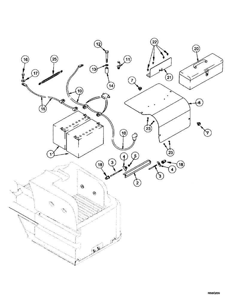 Схема запчастей Case IH MX270 - (4-044) - BATTERY, BATTERY BOX AND CABLES (04) - ELECTRICAL SYSTEMS