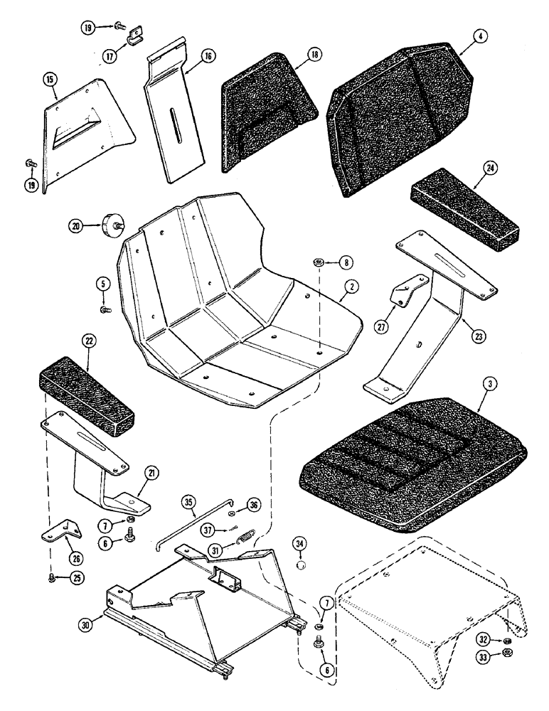 Схема запчастей Case IH 1370 - (255C) - AGRI-KING SEAT, CLOTH WITH CAB, USED PRIOR TO TRACTOR SERIAL NUMBER 8693001 (09) - CHASSIS/ATTACHMENTS