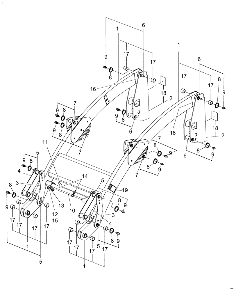 Схема запчастей Case IH LX350 - (001) - LOADER FRAME (82) - FRONT LOADER & BUCKET