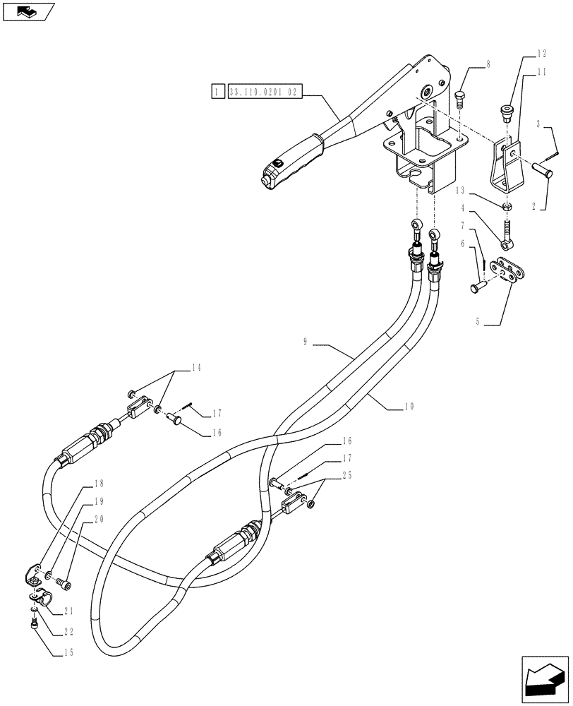 Схема запчастей Case IH FARMALL 65C - (33.110.0201[01]) - HANDBRAKE CONTROL - ISO - L/CAB (33) - BRAKES & CONTROLS