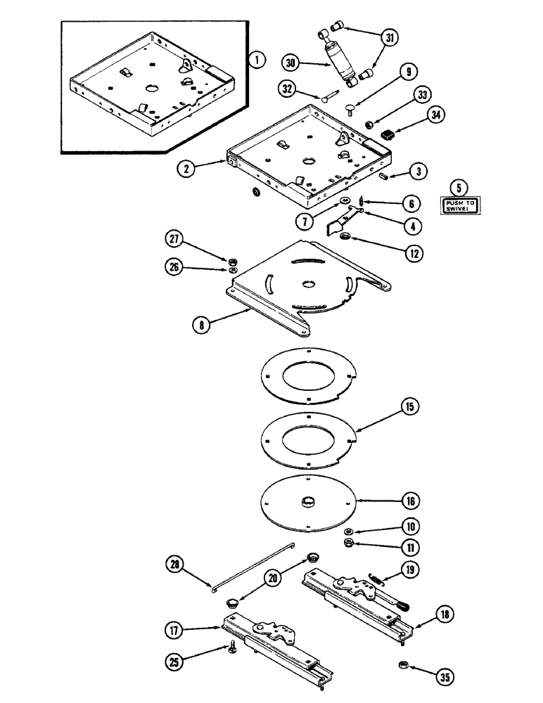 Схема запчастей Case IH 2090 - (9-522) - SWIVEL SEAT ASSEMBLY, SWIVEL BASE AND MOUNTING (CONTD) (09) - CHASSIS/ATTACHMENTS