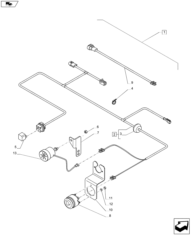 Схема запчастей Case IH PUMA 230 - (88.055.23) - DIA KIT - REVERSE ALARM AND LIGHT (88) - ACCESSORIES