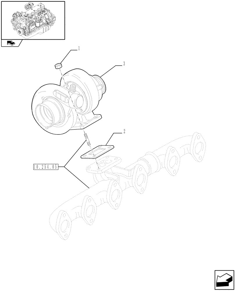 Схема запчастей Case IH F4HE9684J J100 - (10.250.02) - TURBOCHARGER (2854574) 