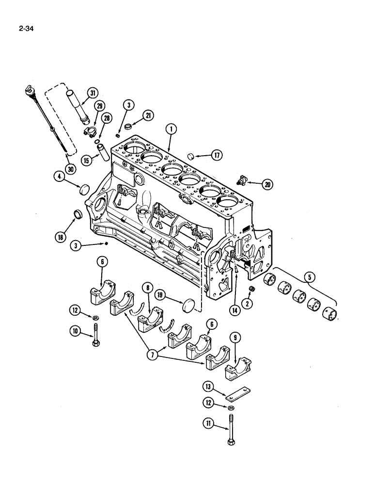 Схема запчастей Case IH 3394 - (2-34) - CYLINDER BLOCK, 504BDT DIESEL ENGINE (02) - ENGINE