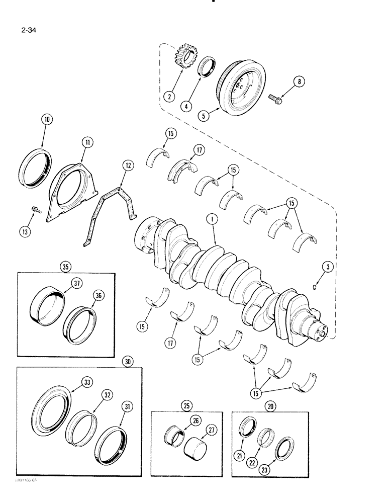 Схема запчастей Case IH 2096 - (2-034) - CRANKSHAFT, 6TA-590 ENGINE (02) - ENGINE