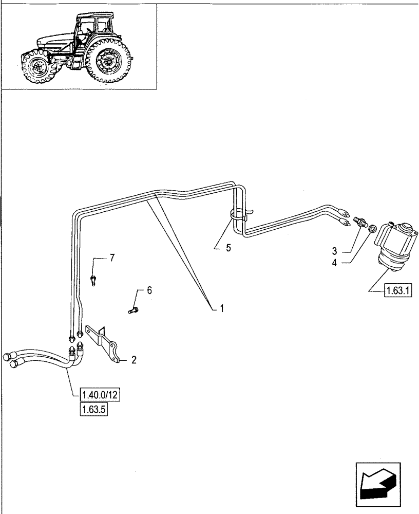 Схема запчастей Case IH JX85 - (1.63.8[02]) - POWER STEERING - PUMP AND PIPES (04) - FRONT AXLE & STEERING